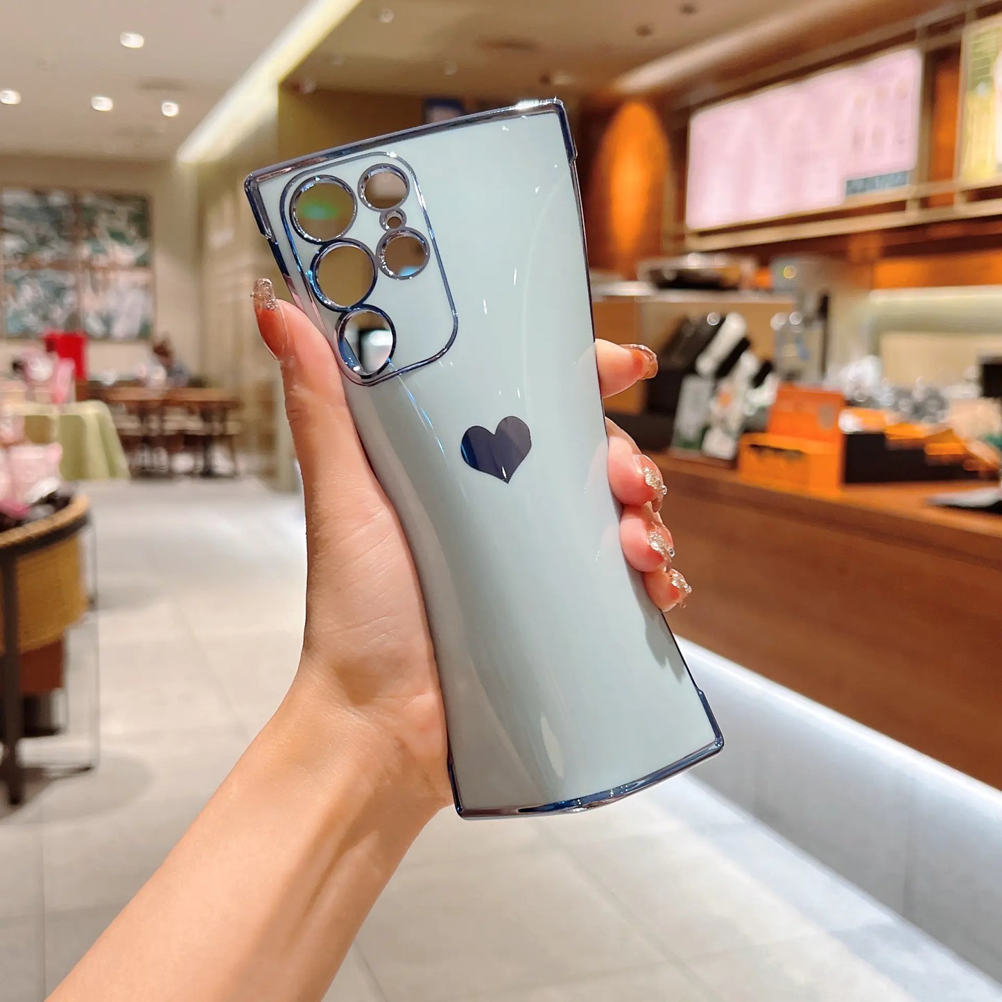 Elegant Heart-Shaped Silicone Case for Galaxy Phone