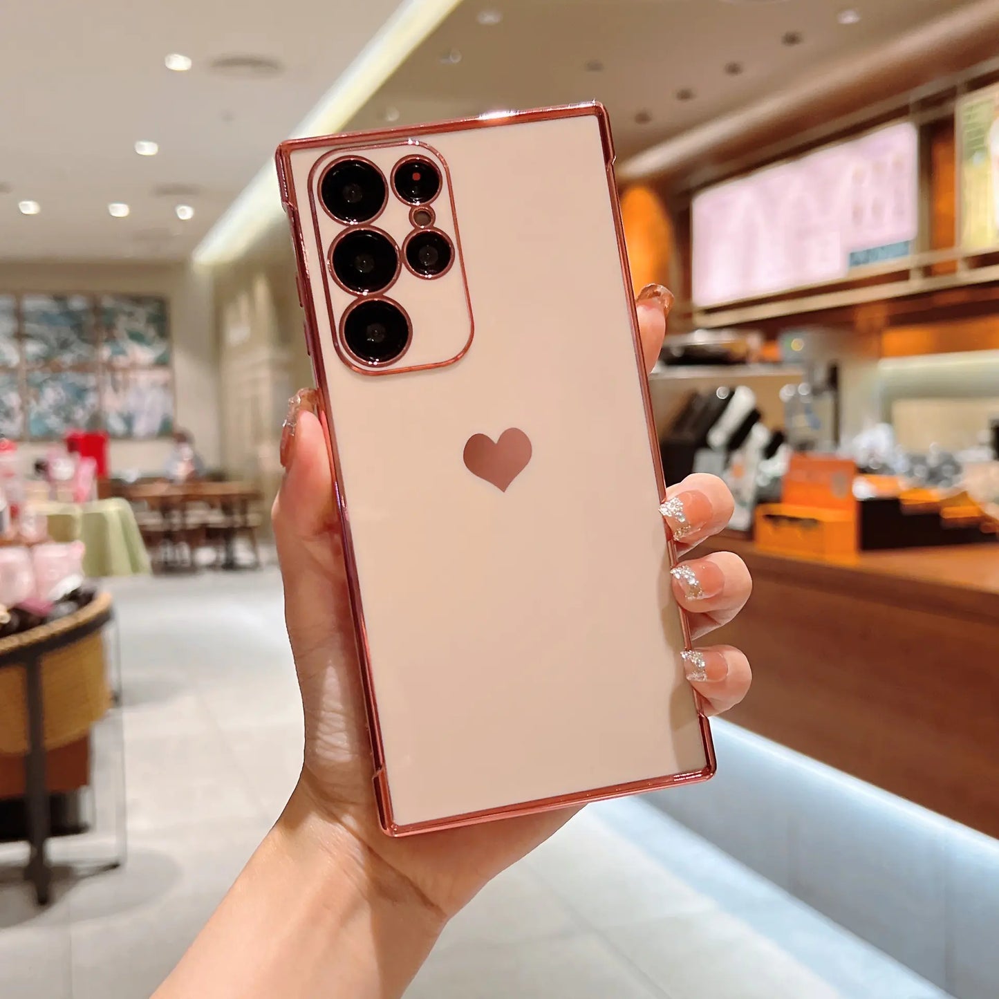 Elegant Heart-Shaped Silicone Case for Galaxy Phone