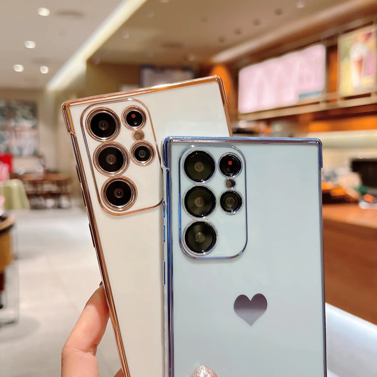 Elegant Heart-Shaped Silicone Case for Galaxy Phone