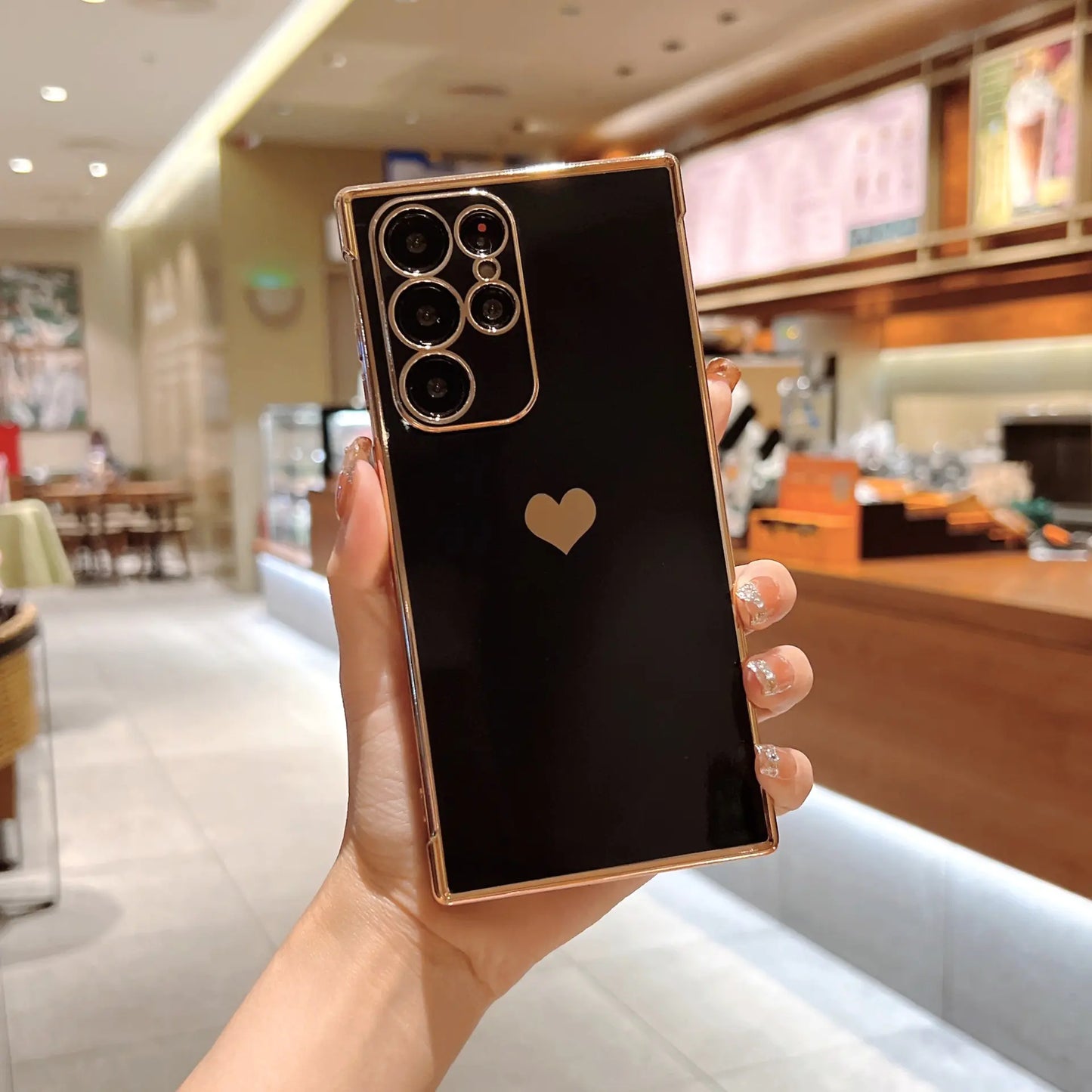 Elegant Heart-Shaped Silicone Case for Galaxy Phone