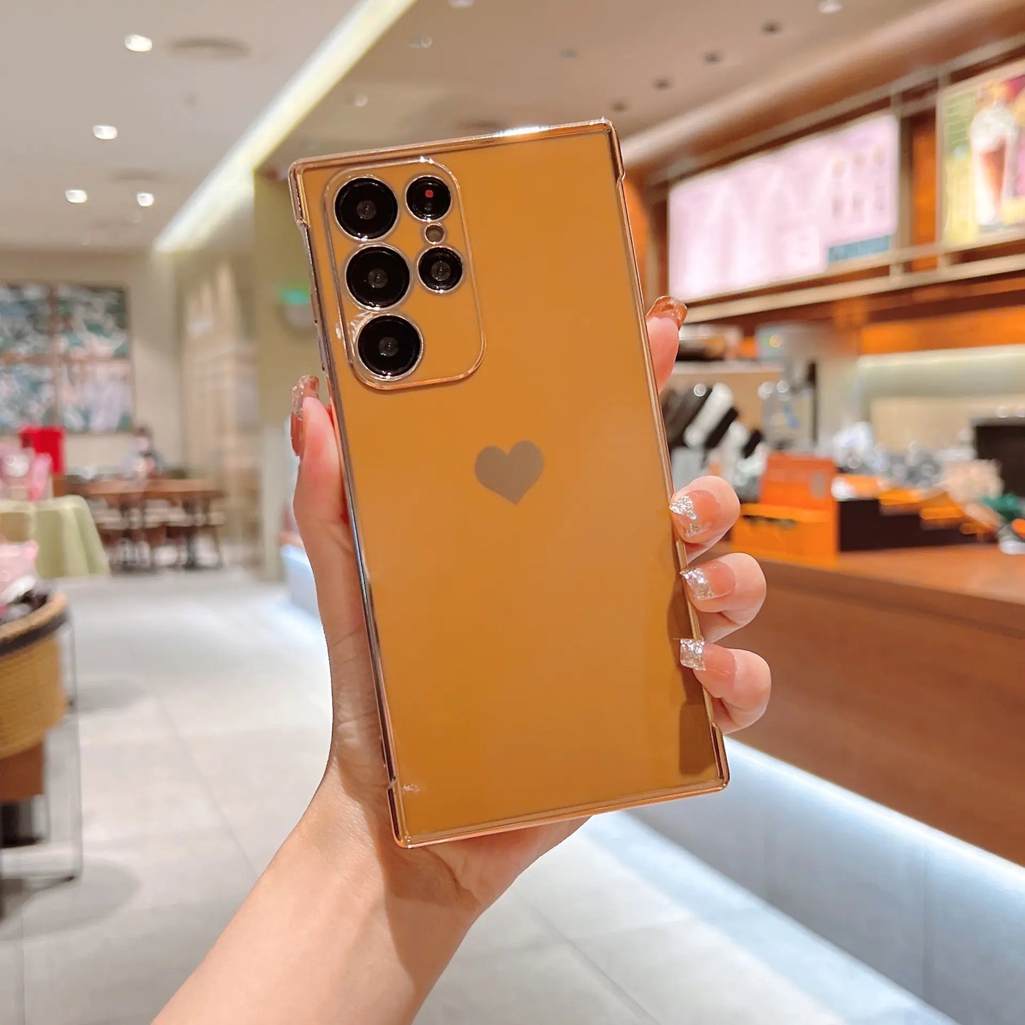 Elegant Heart-Shaped Silicone Case for Galaxy Phone