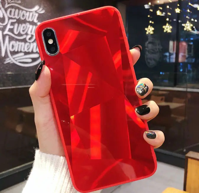 Chic 3D Diamond Mirror Couple's Case