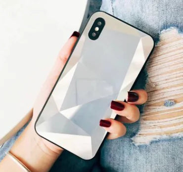 Chic 3D Diamond Mirror Couple's Case