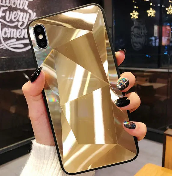 Chic 3D Diamond Mirror Couple's Case